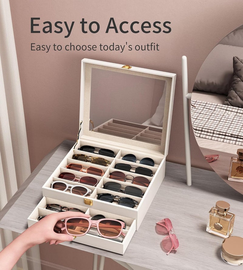 NEWLOOP Store 20 Slots Sunglass Organizer for Women Men Multiple Pairs of Sunglasses Storage Box See-Through Display Show Case - Image 4